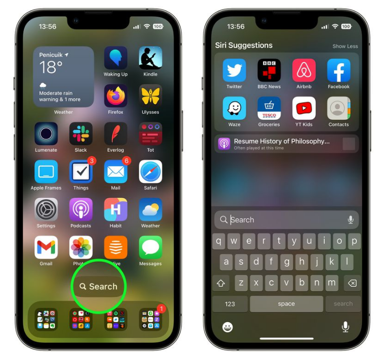 石柱苹果手机维修分享升级到 iOS 16 后，如何删除主屏幕上的搜索按钮 
